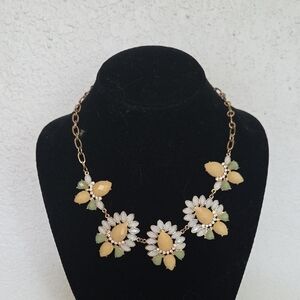 Floral Necklace with Gold and Green Accents